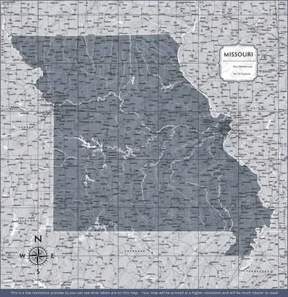 Missouri Map Poster - Dark Gray Color Splash CM Poster