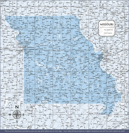 Missouri Map Poster - Light Blue Color Splash CM Poster