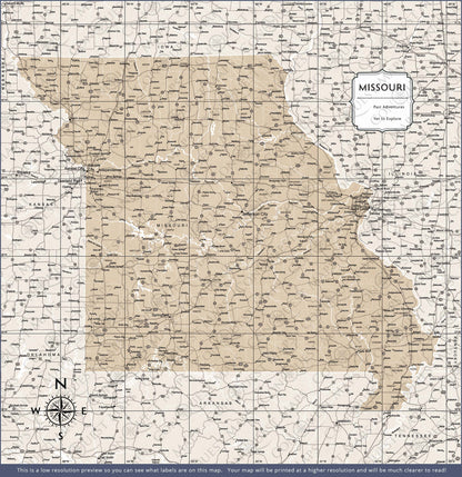 Missouri Map Poster - Light Brown Color Splash CM Poster