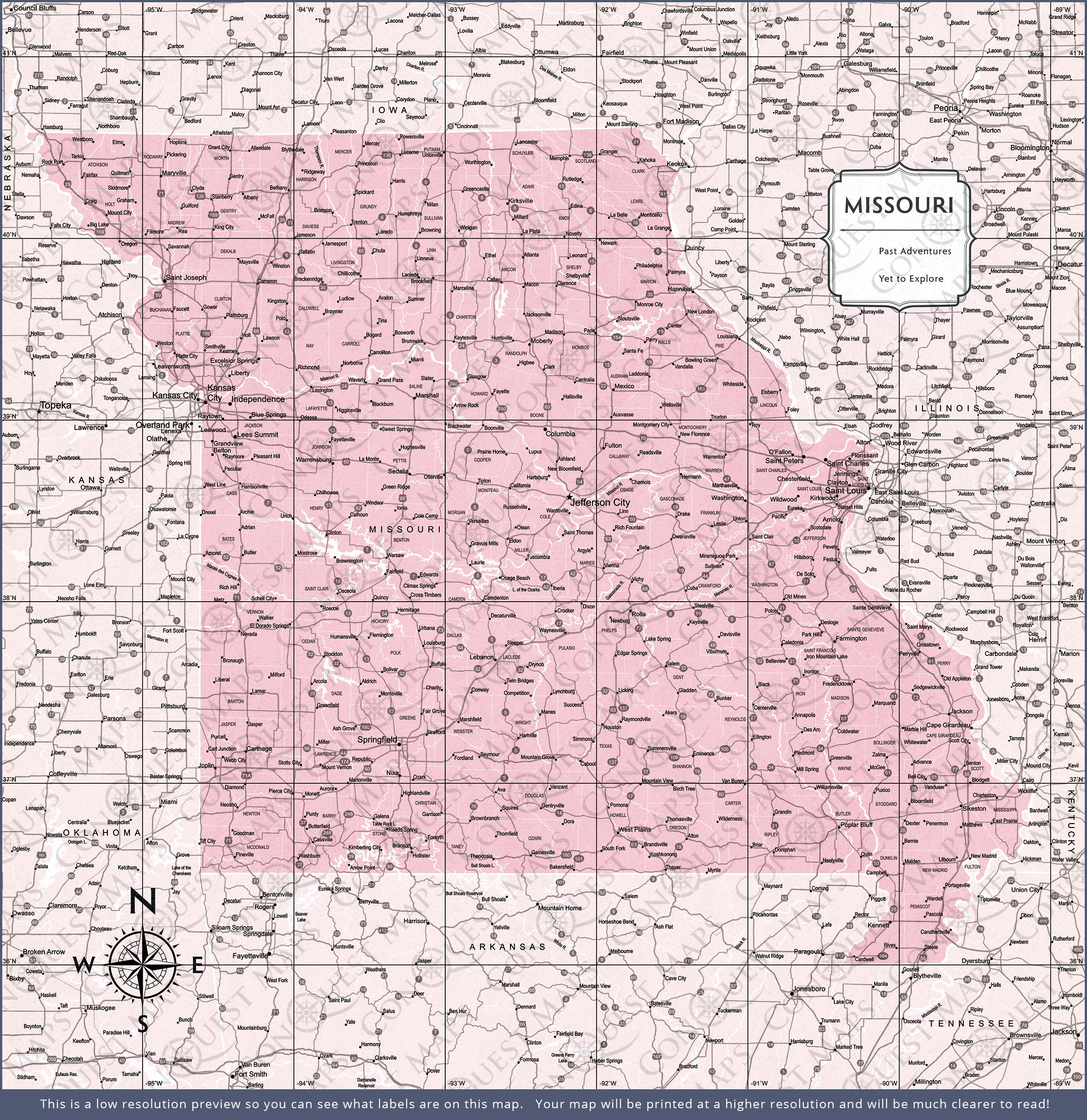 Missouri Map Poster - Pink Color Splash CM Poster