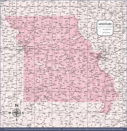 Missouri Map Poster - Pink Color Splash CM Poster