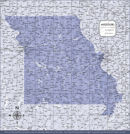 Missouri Map Poster - Purple Color Splash CM Poster