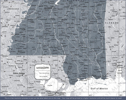 Push Pin Mississippi Map (Pin Board) - Dark Gray Color Splash CM Pin Board