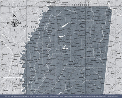 Push Pin Mississippi Map (Pin Board) - Dark Gray Color Splash CM Pin Board