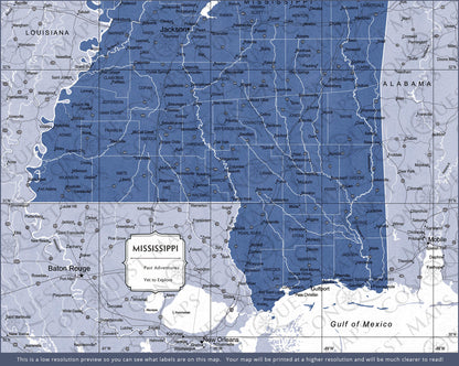 Push Pin Mississippi Map (Pin Board) - Navy Color Splash CM Pin Board