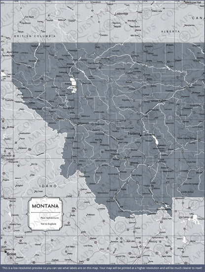 Push Pin Montana Map (Pin Board) - Dark Gray Color Splash CM Pin Board