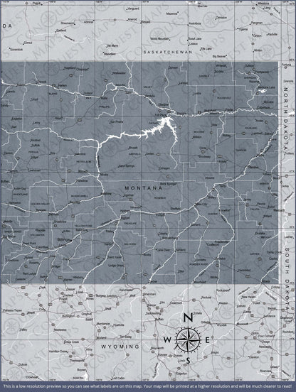 Montana Map Poster - Dark Gray Color Splash CM Poster