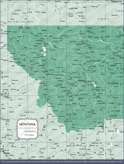 Push Pin Montana Map (Pin Board) - Green Color Splash CM Pin Board