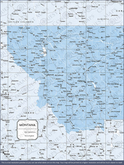 Push Pin Montana Map (Pin Board) - Light Blue Color Splash CM Pin Board