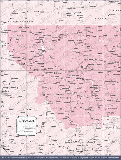 Montana Map Poster - Pink Color Splash CM Poster