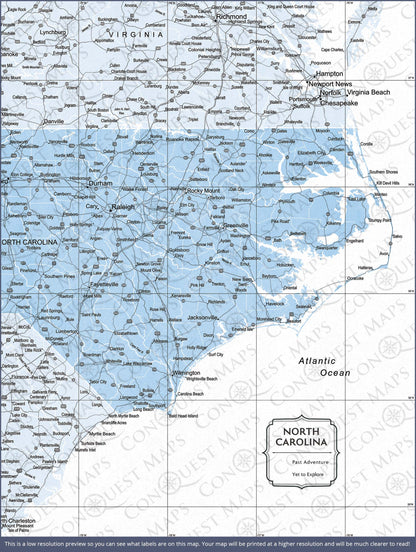 Push Pin North Carolina Map (Pin Board) - Light Blue Color Splash CM Pin Board