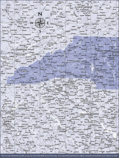 North Carolina Map Poster - Purple Color Splash CM Poster