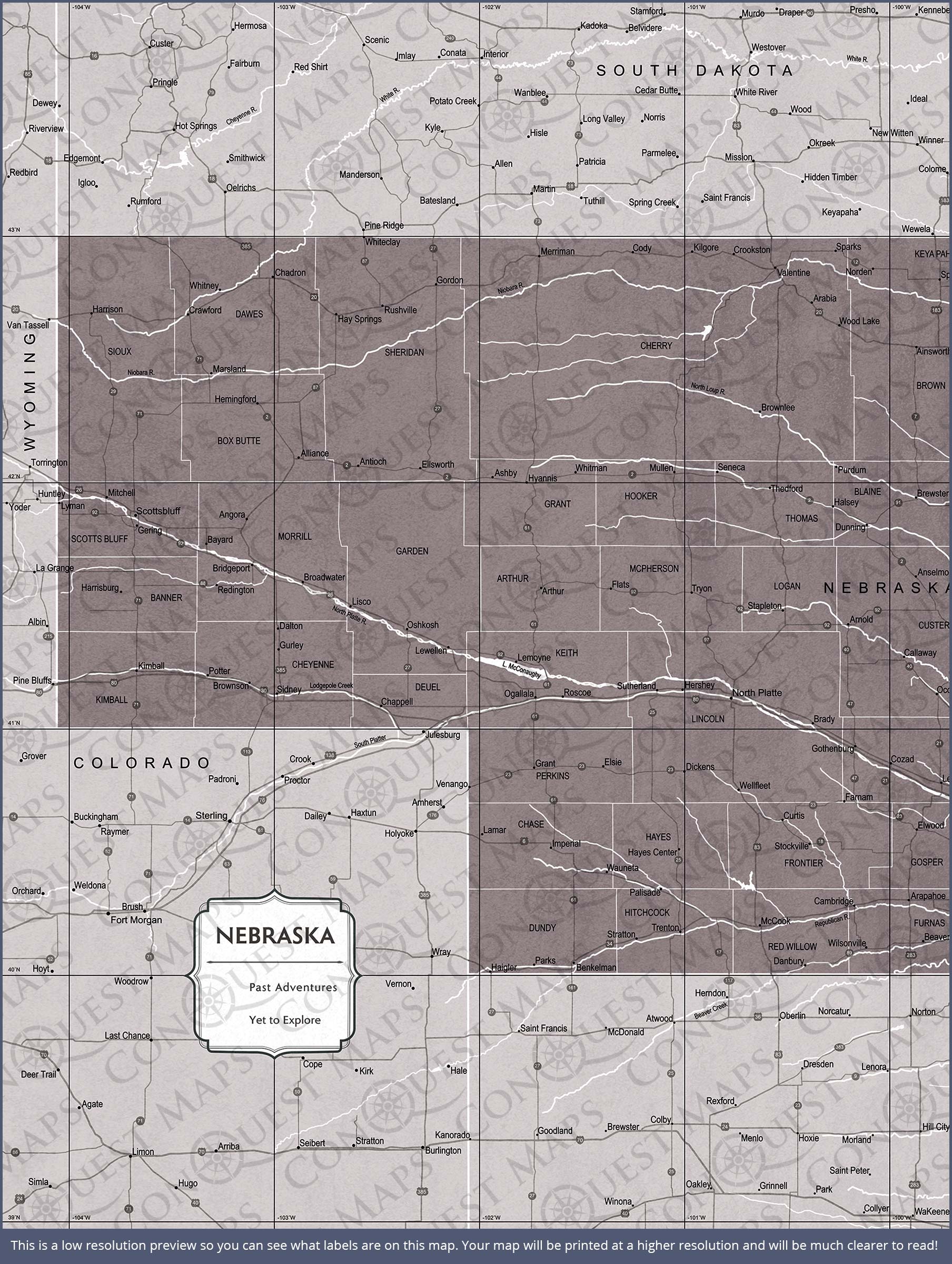 Nebraska Map Poster - Dark Brown Color Splash CM Poster