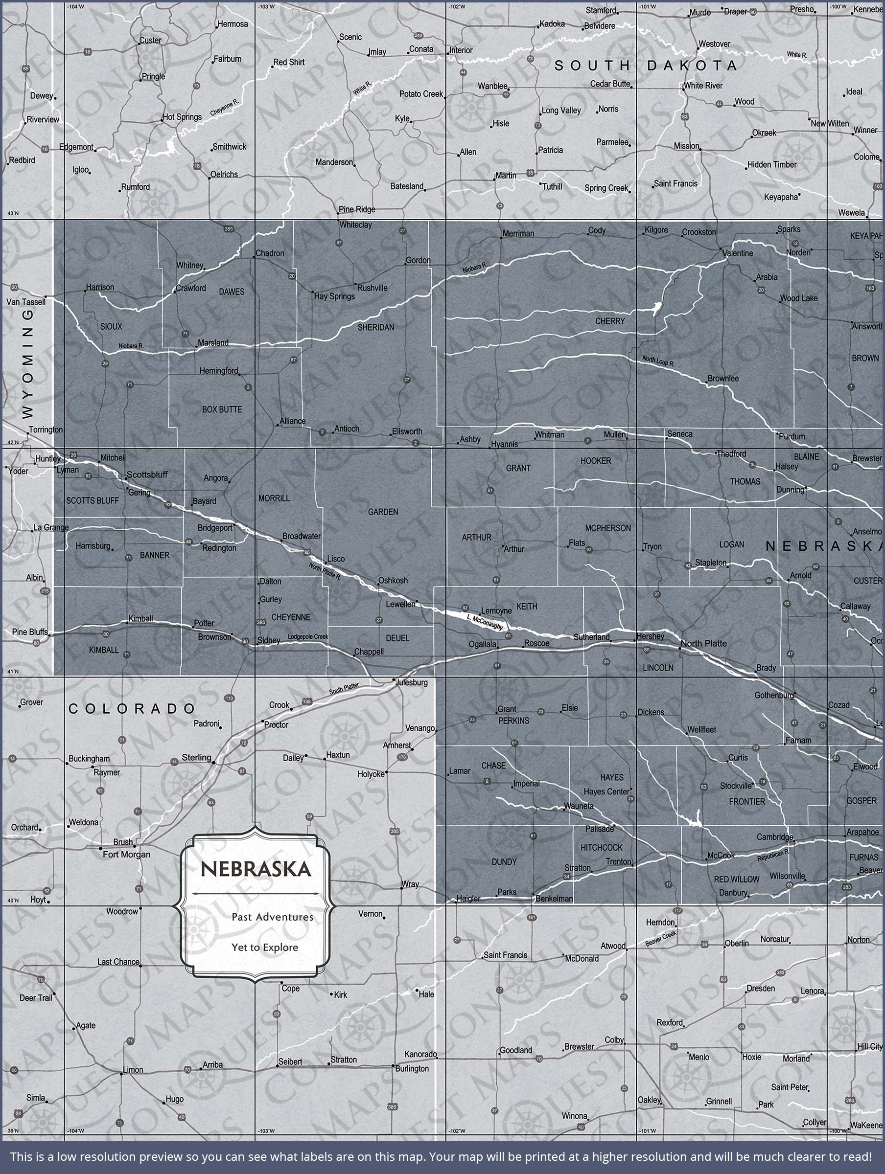 Push Pin Nebraska Map (Pin Board) - Dark Gray Color Splash CM Pin Board