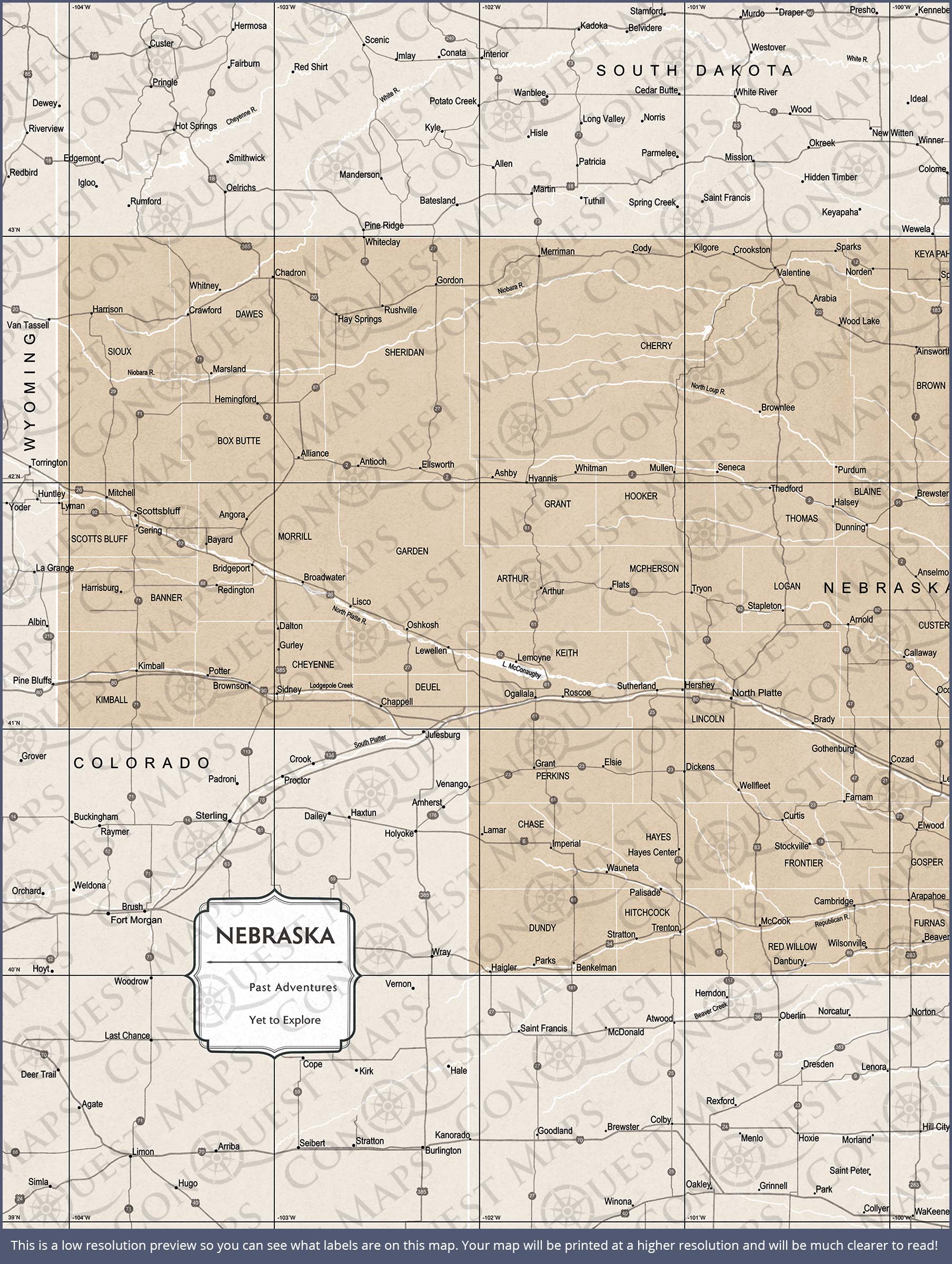 Push Pin Nebraska Map (Pin Board) - Light Brown Color Splash CM Pin Board