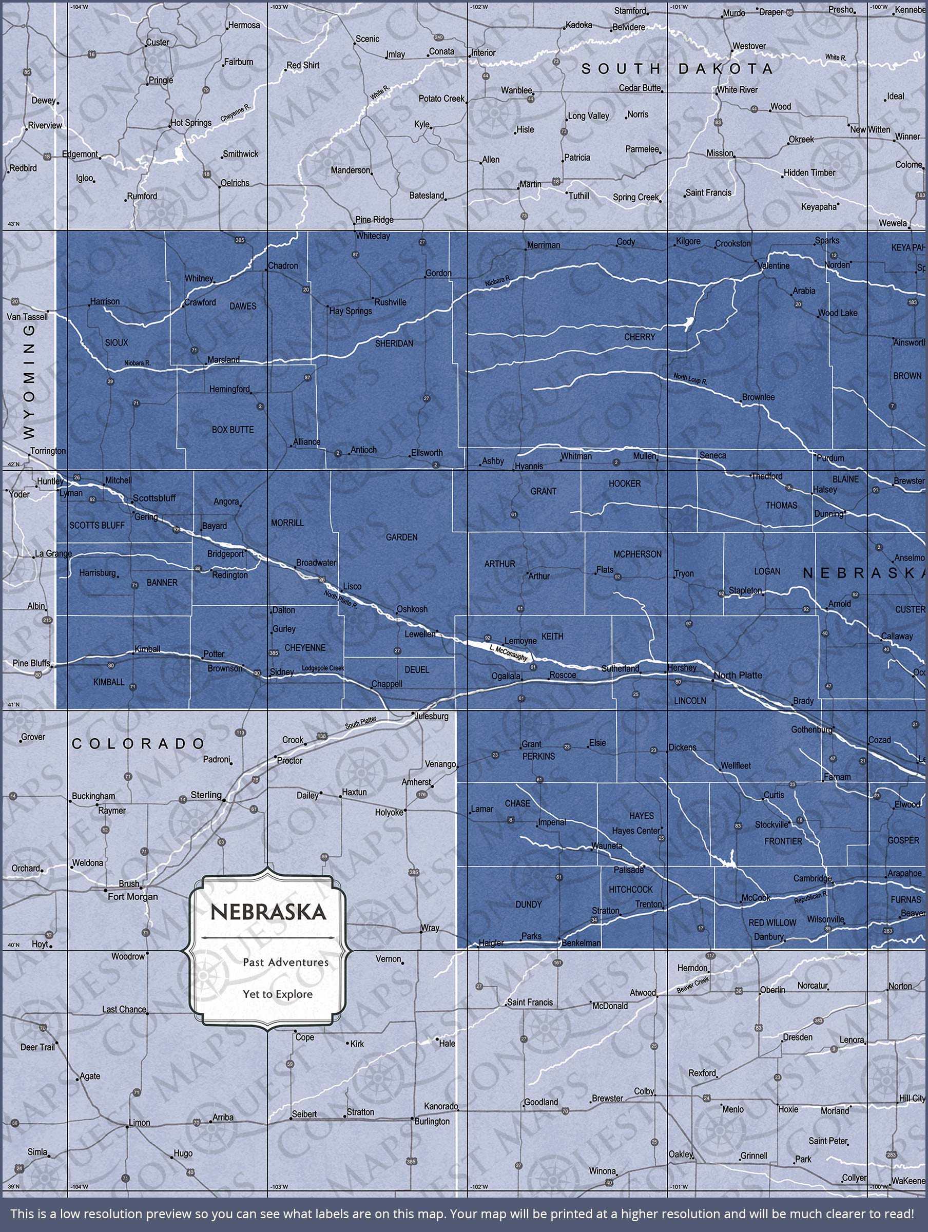 Push Pin Nebraska Map (Pin Board) - Navy Color Splash CM Pin Board