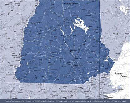 New Hampshire Map Poster - Navy Color Splash CM Poster