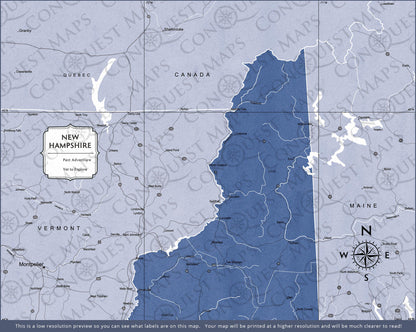 Push Pin New Hampshire Map (Pin Board) - Navy Color Splash CM Pin Board