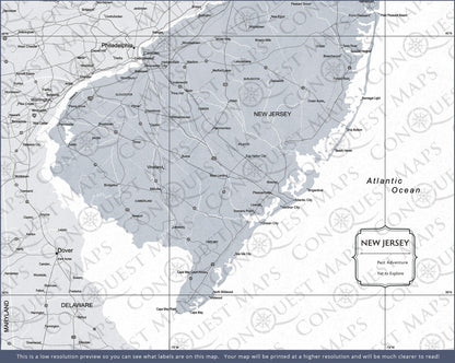 Push Pin New Jersey Map (Pin Board) - Light Gray Color Splash CM Pin Board