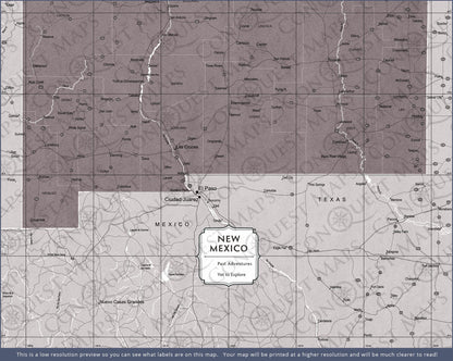 New Mexico Map Poster - Dark Brown Color Splash CM Poster