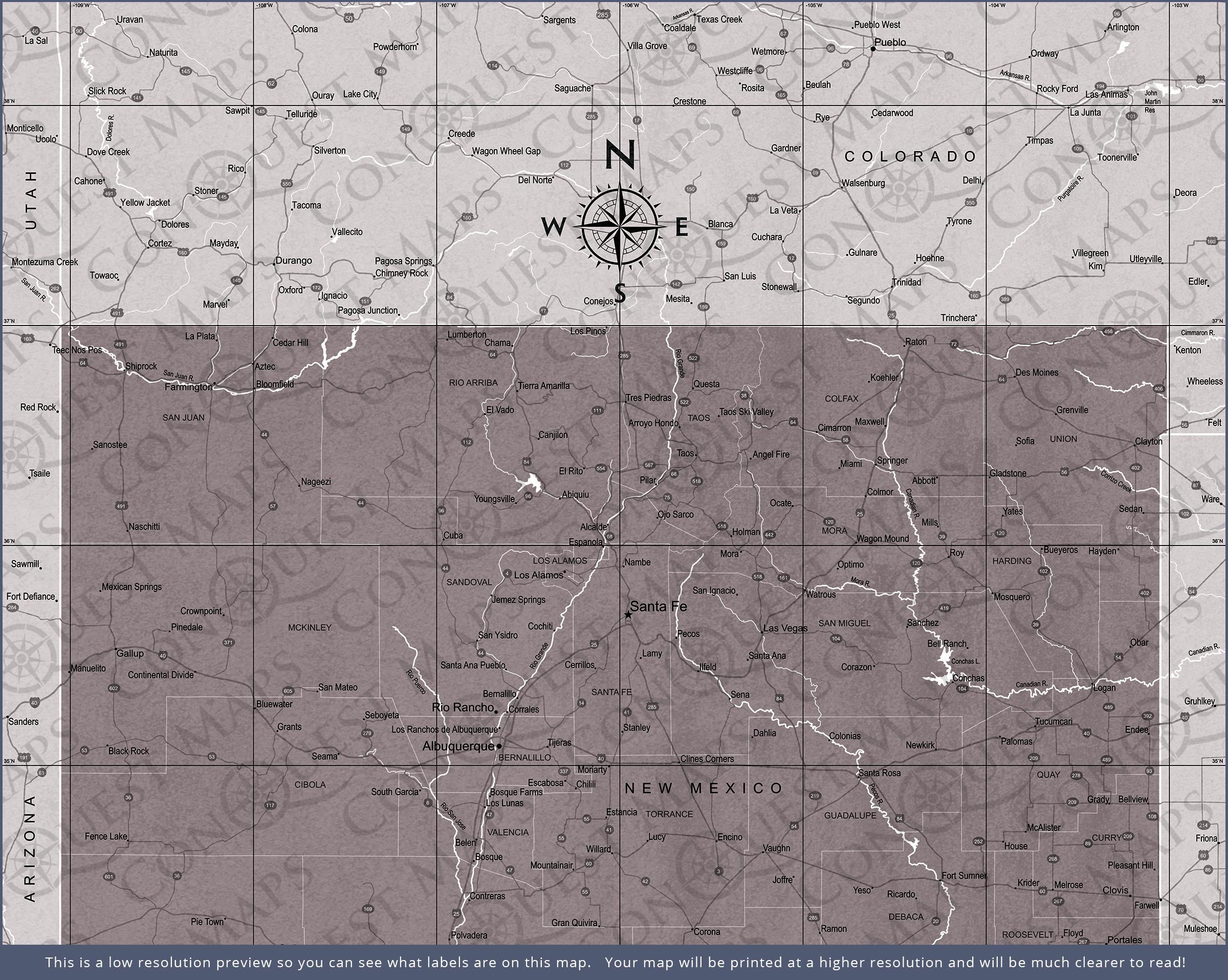 Push Pin New Mexico Map (Pin Board) - Dark Brown Color Splash CM Pin Board