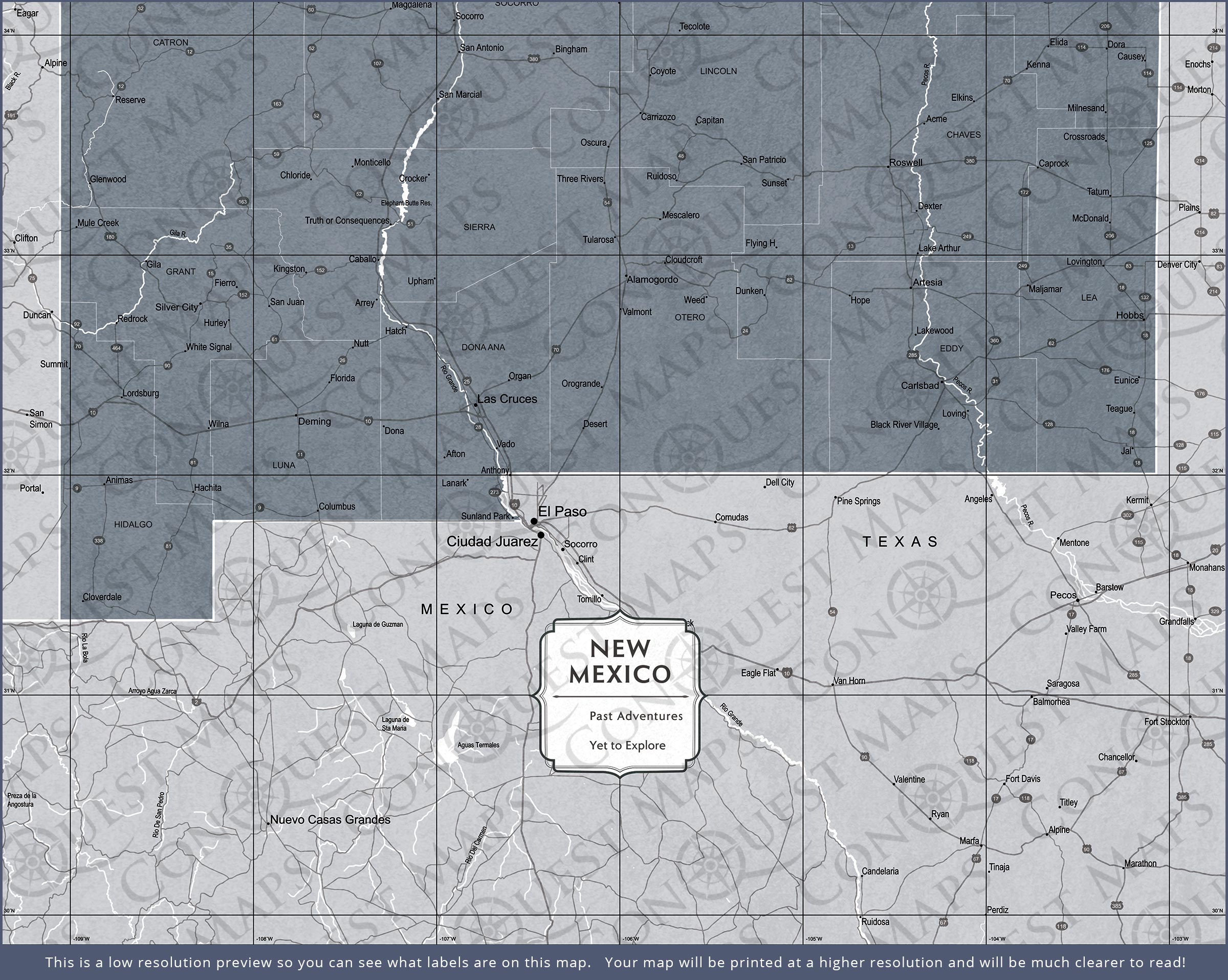 New Mexico Map Poster - Dark Gray Color Splash CM Poster