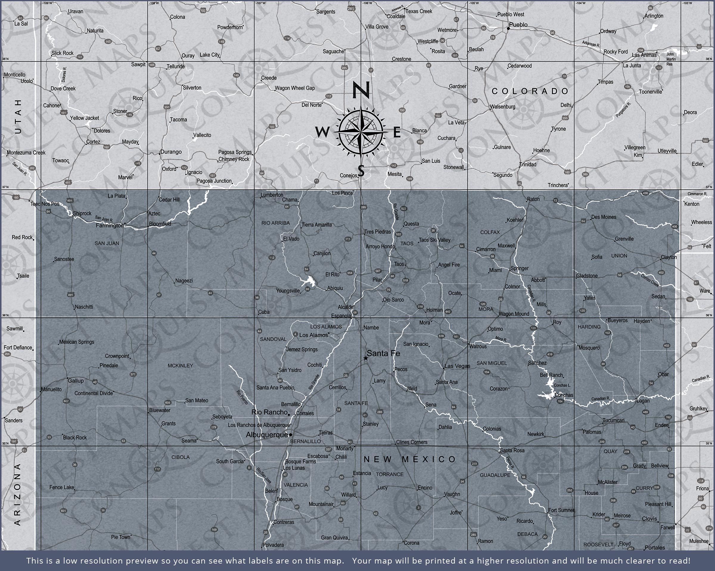 Push Pin New Mexico Map (Pin Board) - Dark Gray Color Splash CM Pin Board