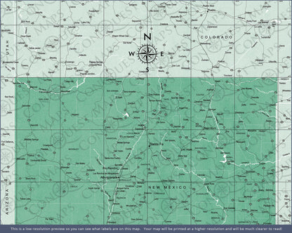 New Mexico Map Poster - Green Color Splash CM Poster