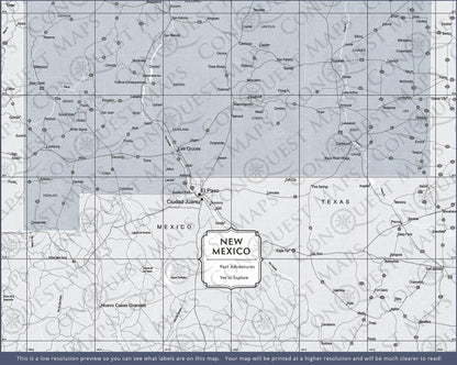 Push Pin New Mexico Map (Pin Board) - Light Gray Color Splash CM Pin Board