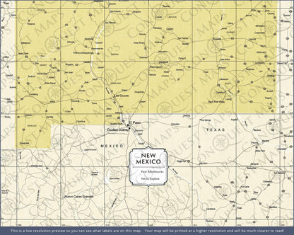 New Mexico Map Poster - Yellow Color Splash CM Poster