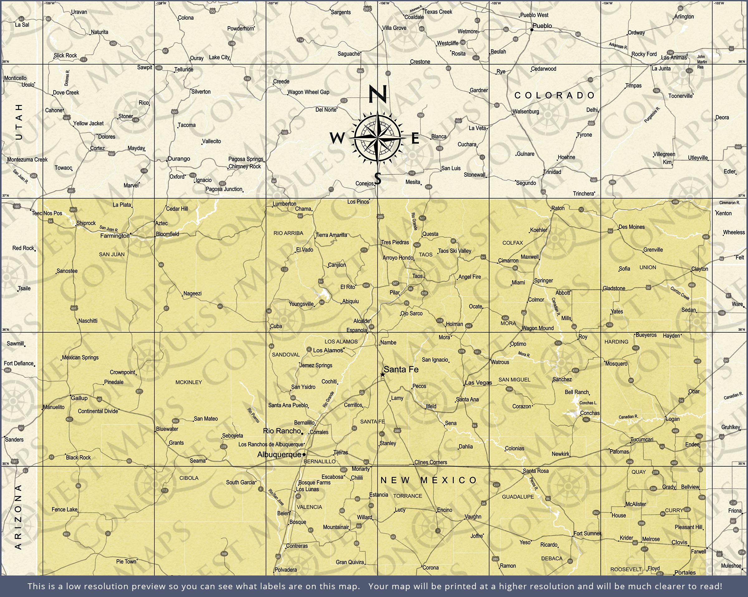 Push Pin New Mexico Map (Pin Board) - Yellow Color Splash CM Pin Board