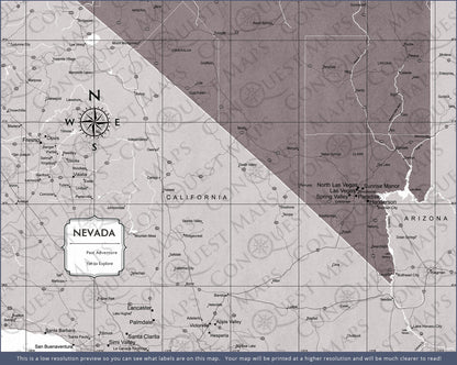 Push Pin Nevada Map (Pin Board) - Dark Brown Color Splash CM Pin Board