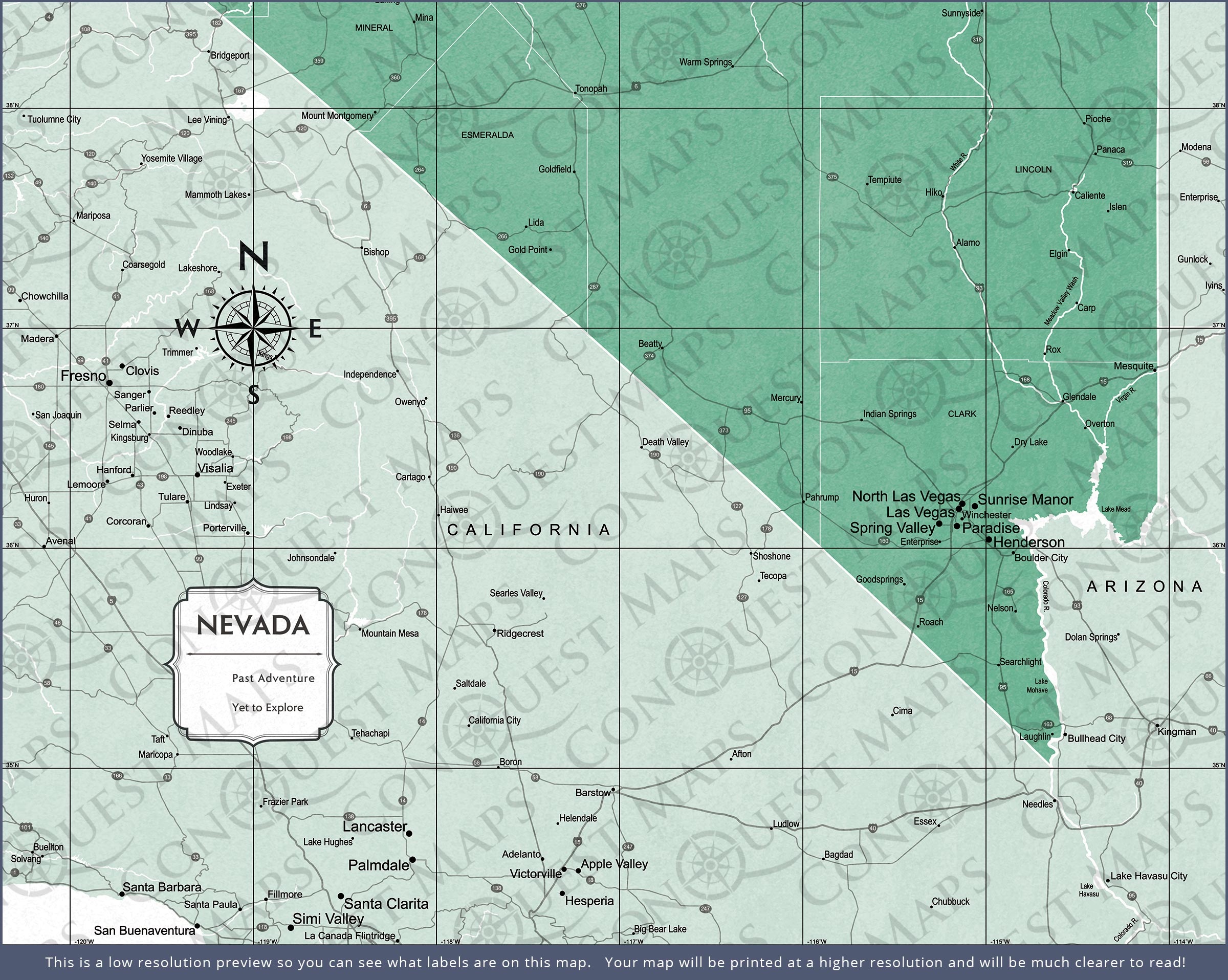 Nevada Map Poster - Green Color Splash CM Poster