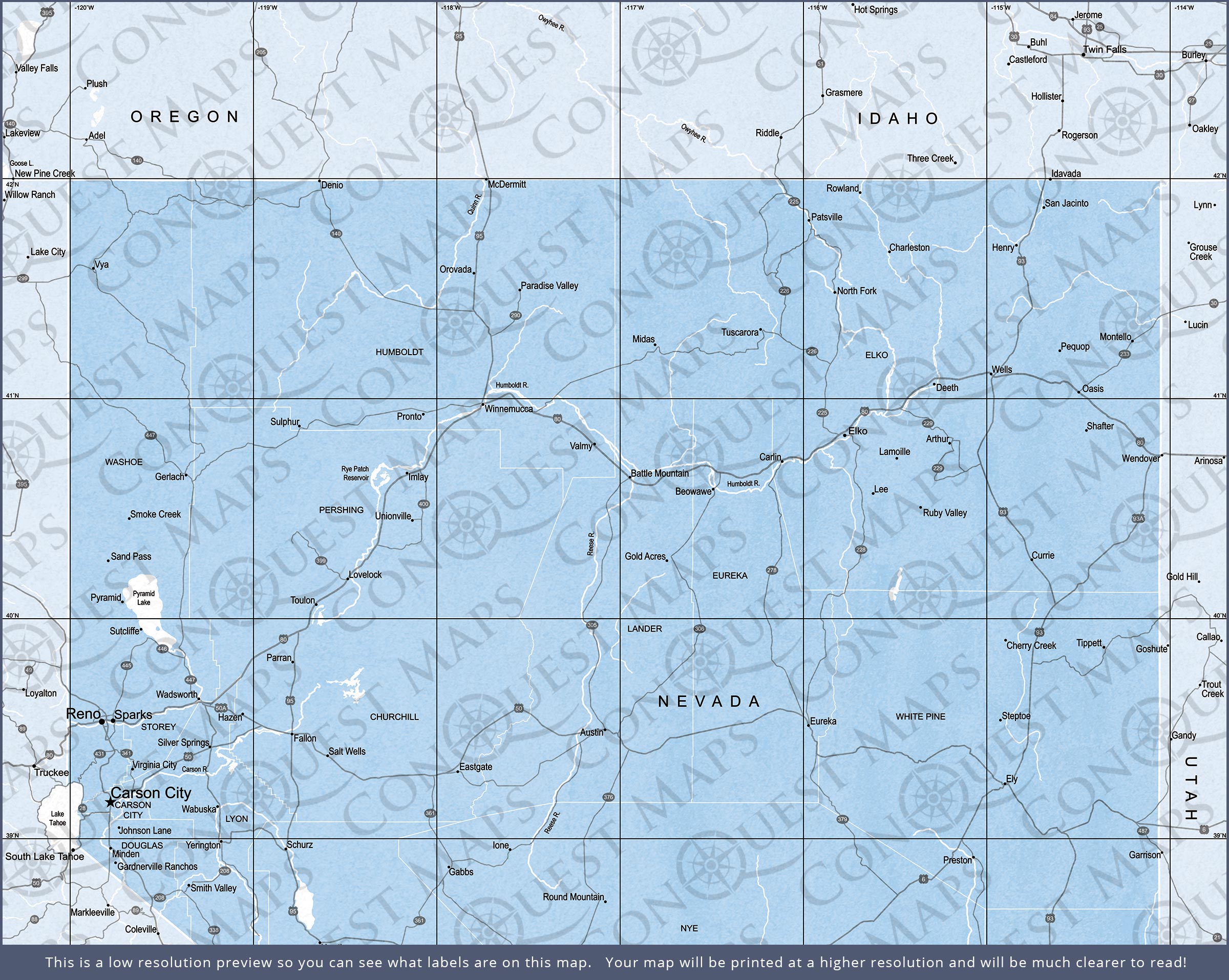 Push Pin Nevada Map (Pin Board) - Light Blue Color Splash CM Pin Board