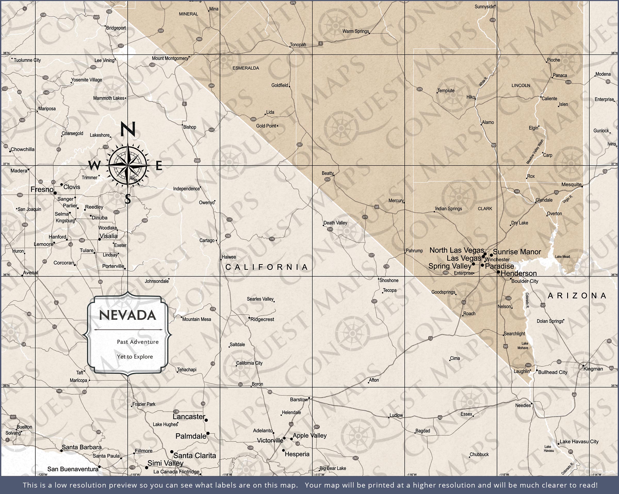 Nevada Map Poster - Light Brown Color Splash CM Poster