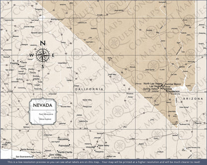 Push Pin Nevada Map (Pin Board) - Light Brown Color Splash CM Pin Board