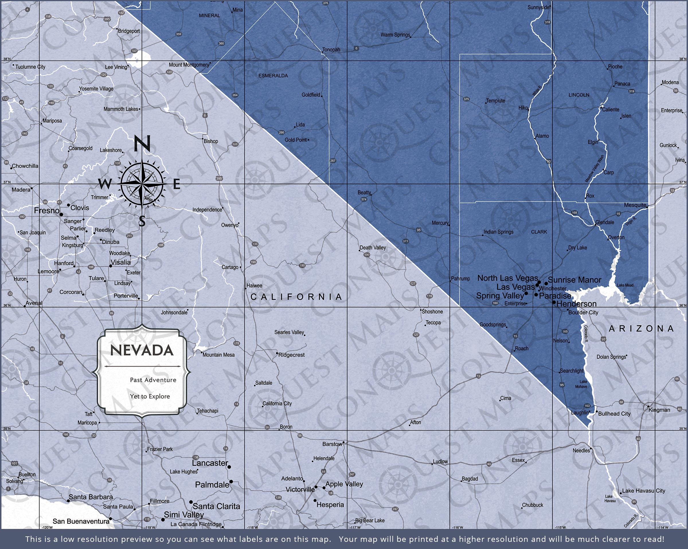 Nevada Map Poster - Navy Color Splash CM Poster