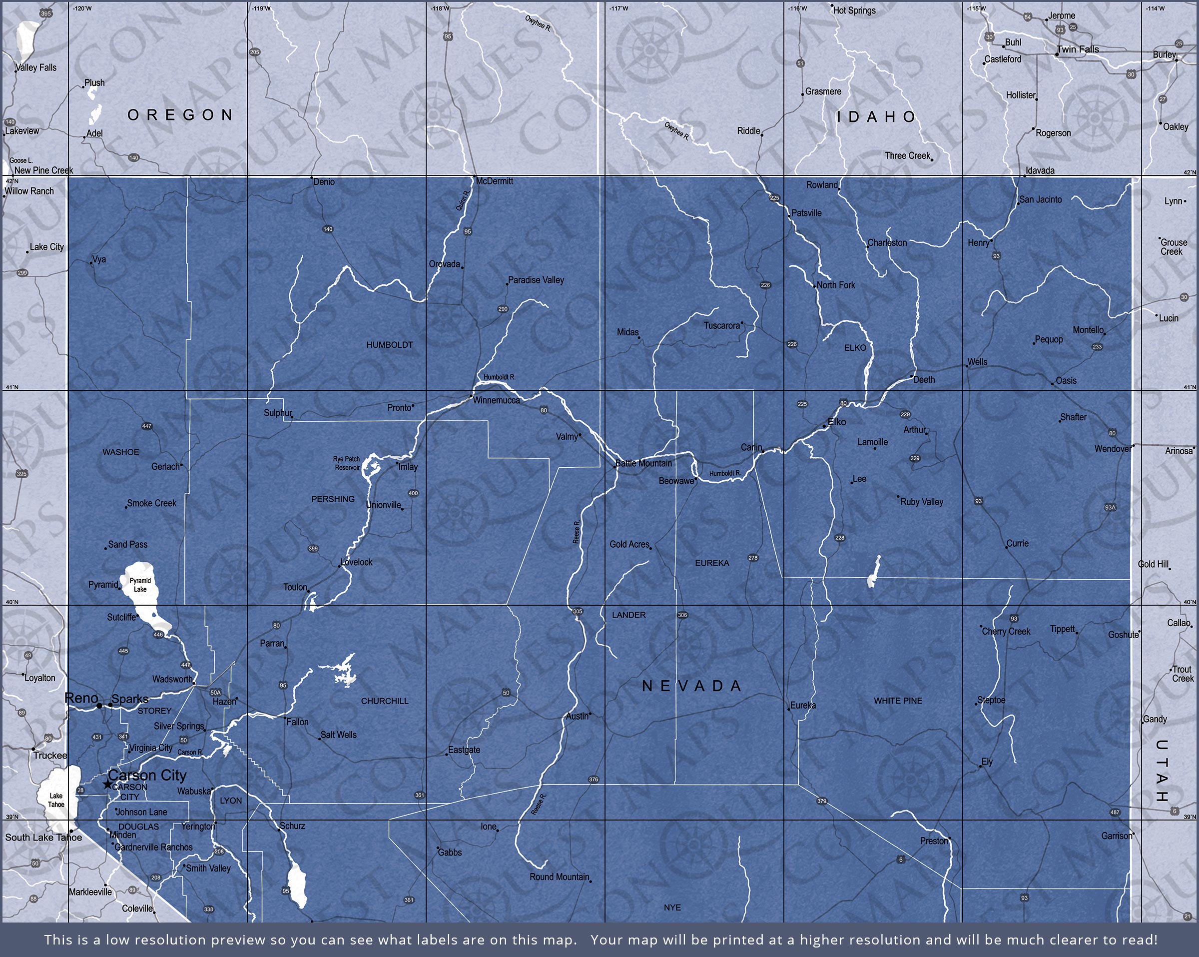 Nevada Map Poster - Navy Color Splash CM Poster