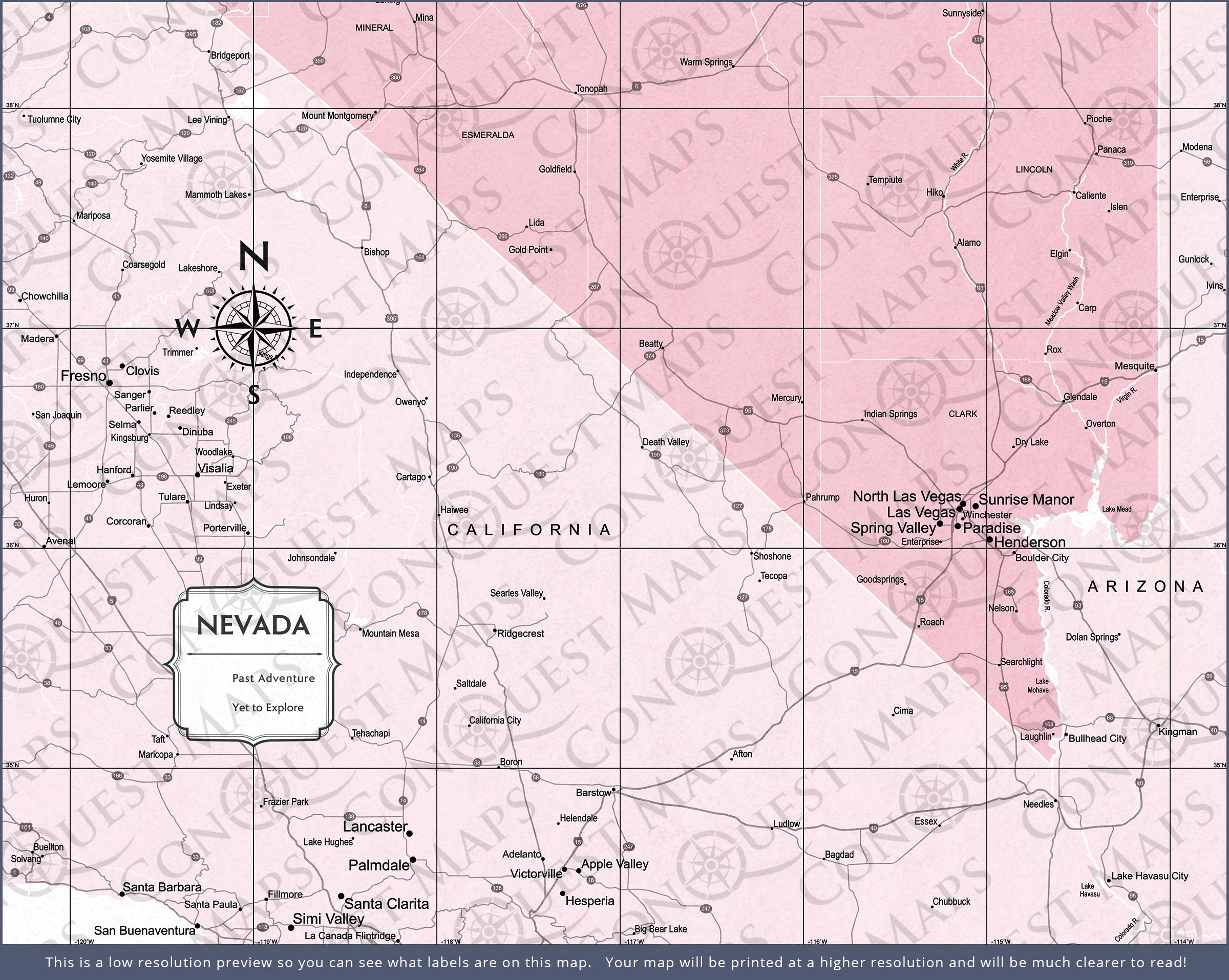 Push Pin Nevada Map (Pin Board) - Pink Color Splash CM Pin Board