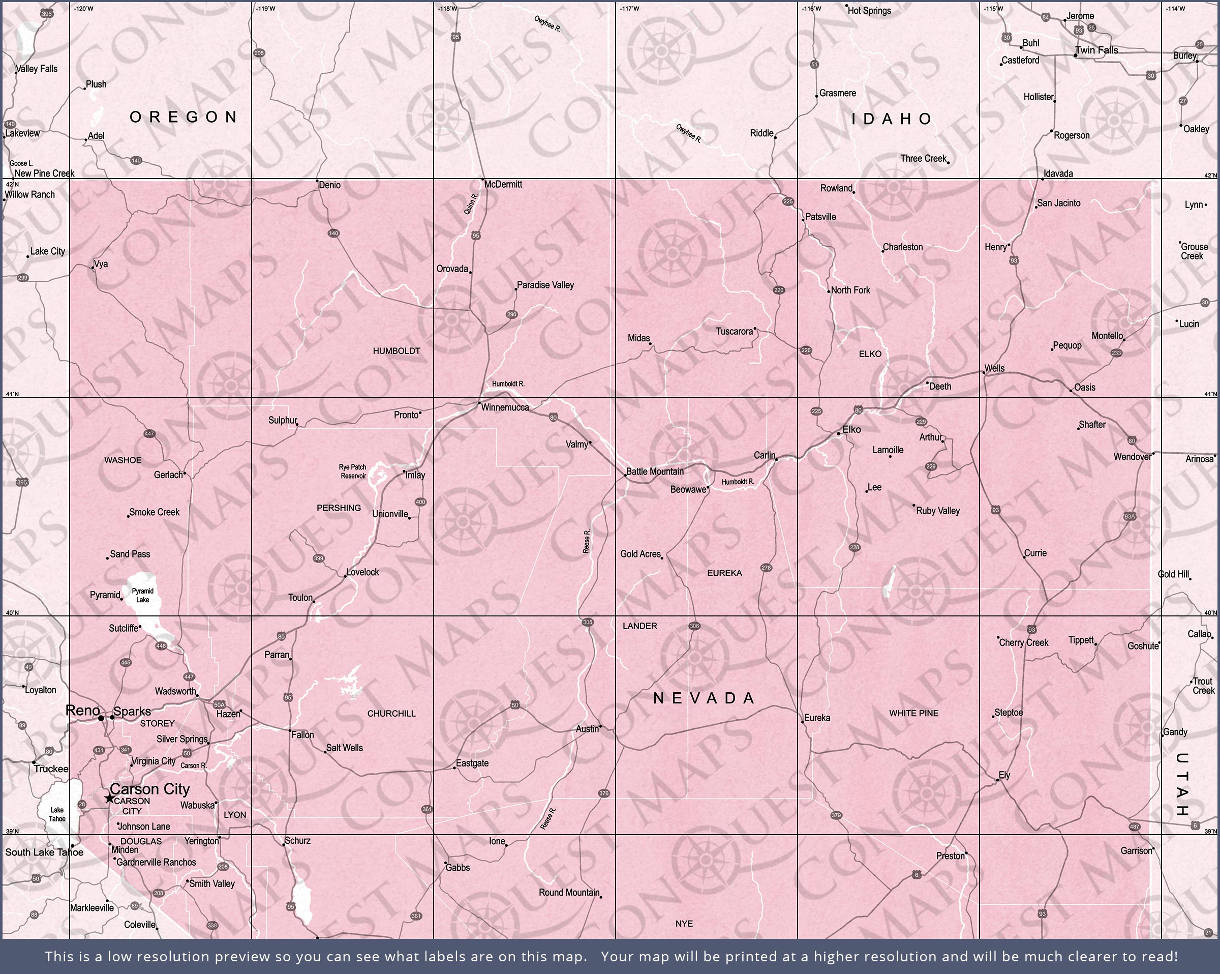 Nevada Map Poster - Pink Color Splash CM Poster