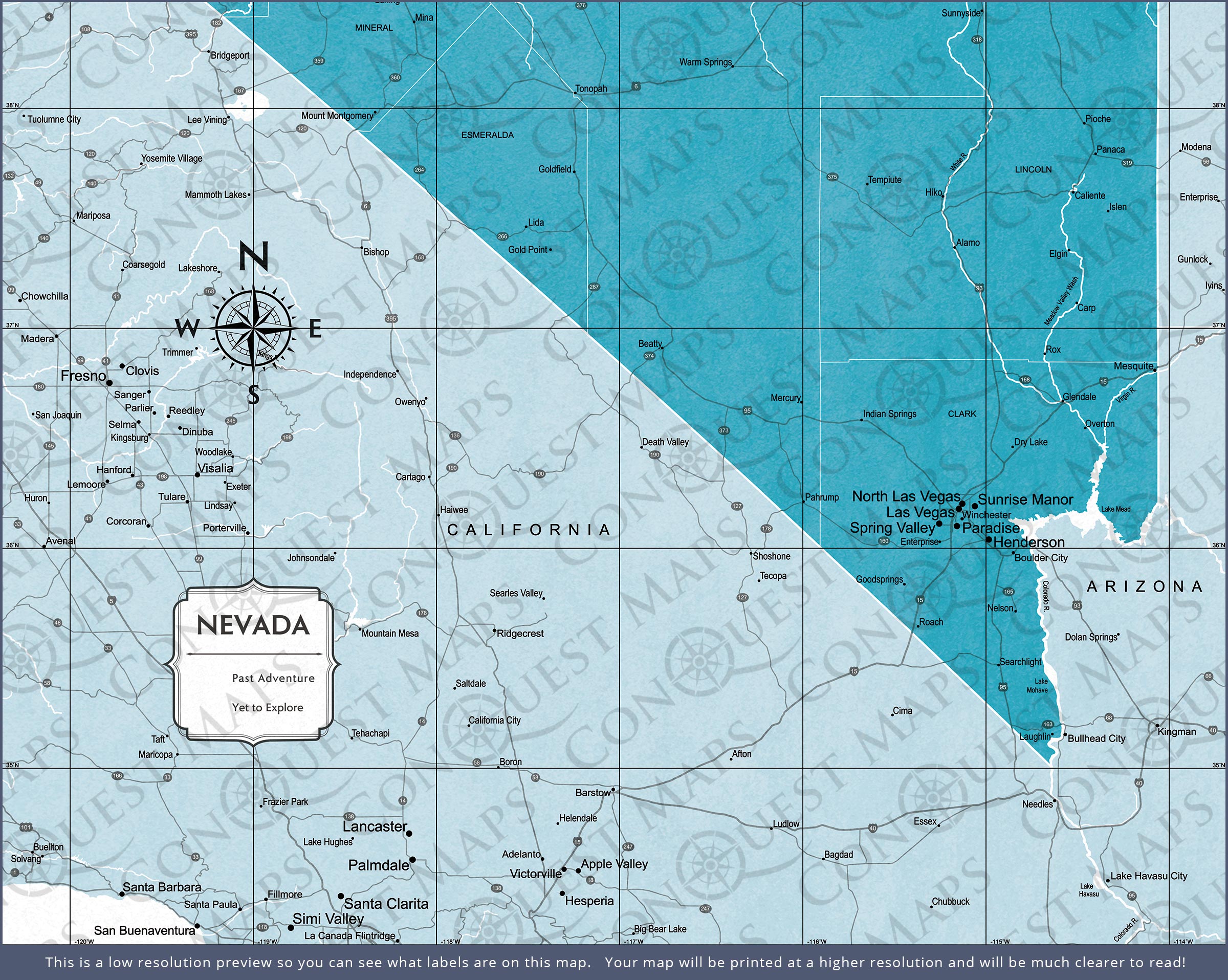 Nevada Map Poster - Teal Color Splash CM Poster