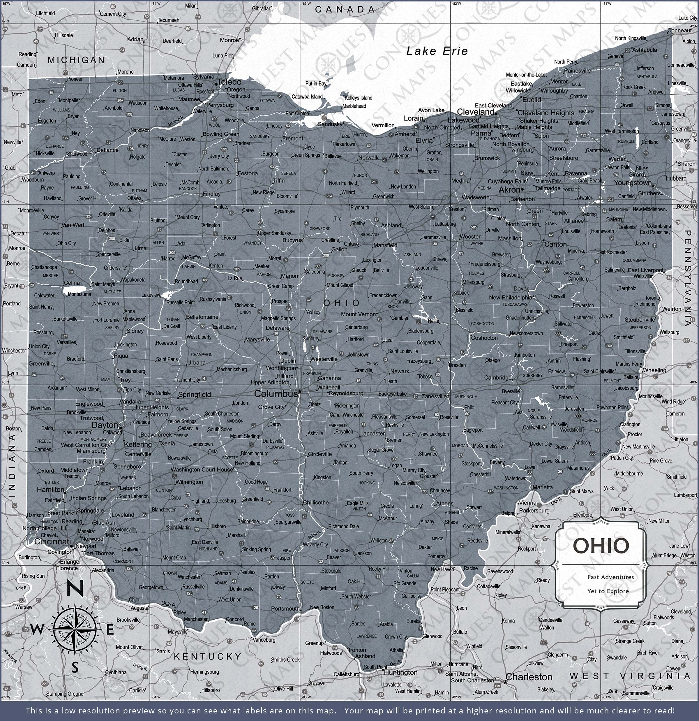 Ohio Map Poster - Dark Gray Color Splash CM Poster