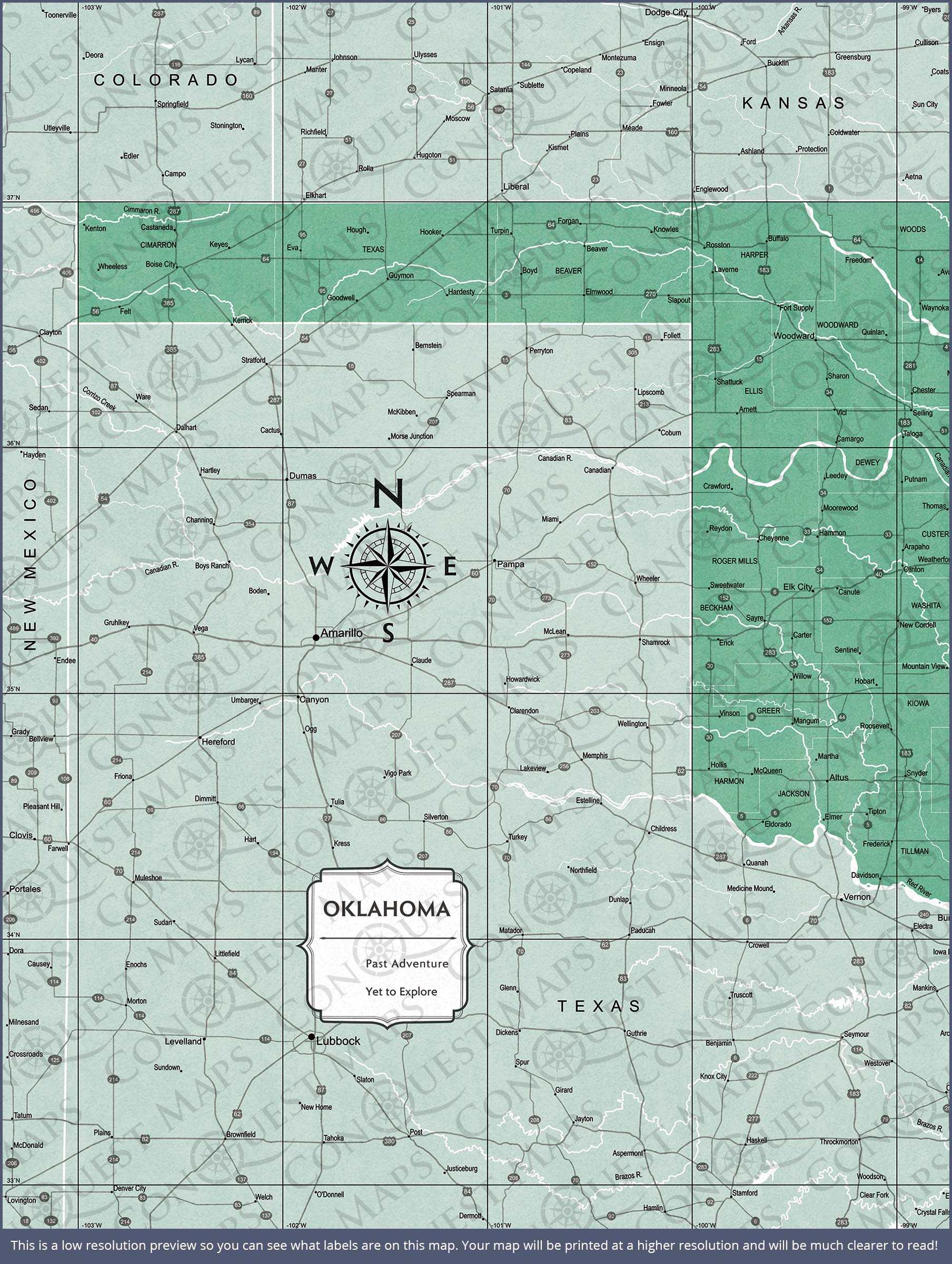 Oklahoma Map Poster - Green Color Splash CM Poster