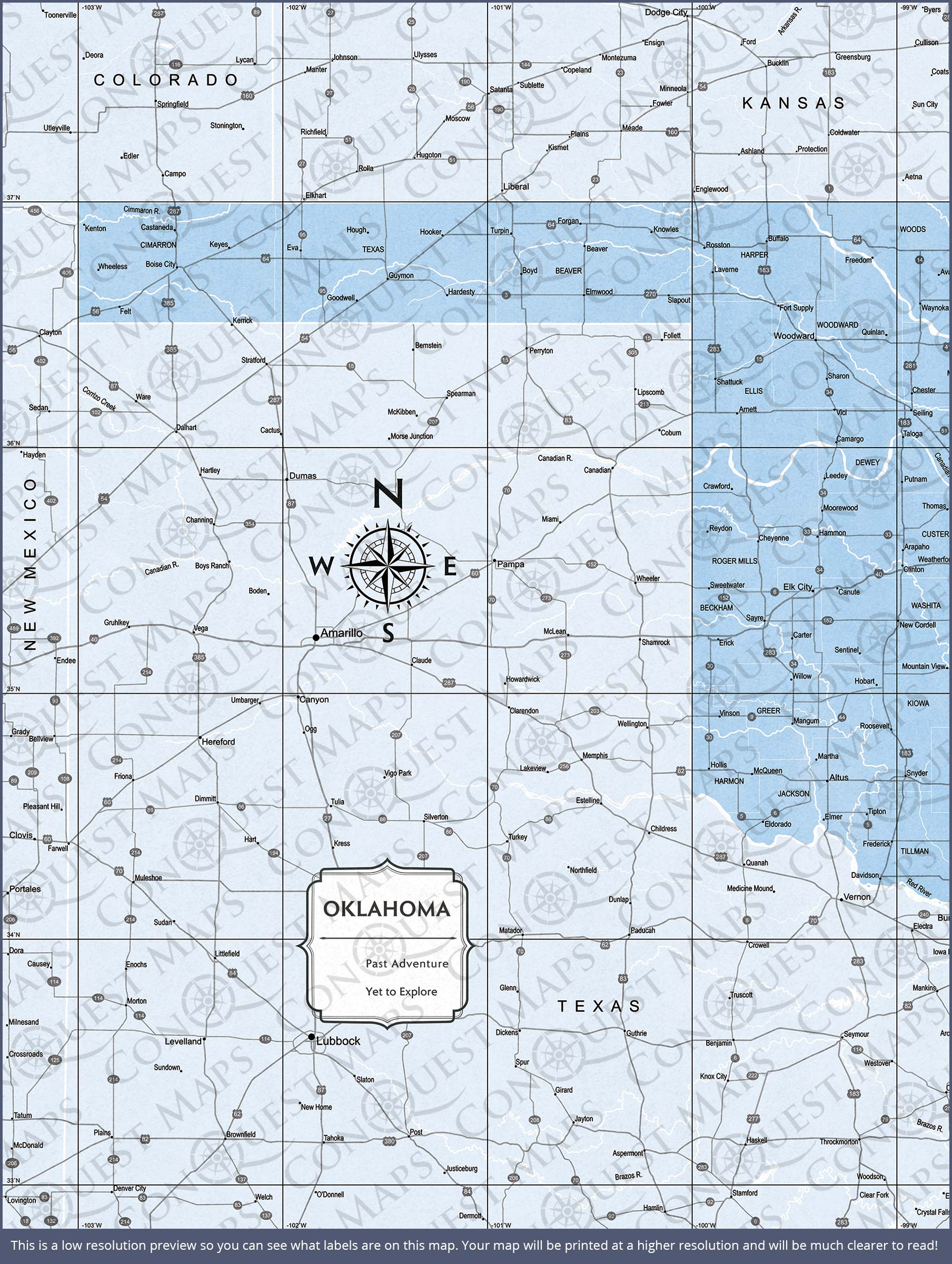 Push Pin Oklahoma Map (Pin Board) - Light Blue Color Splash CM Pin Board