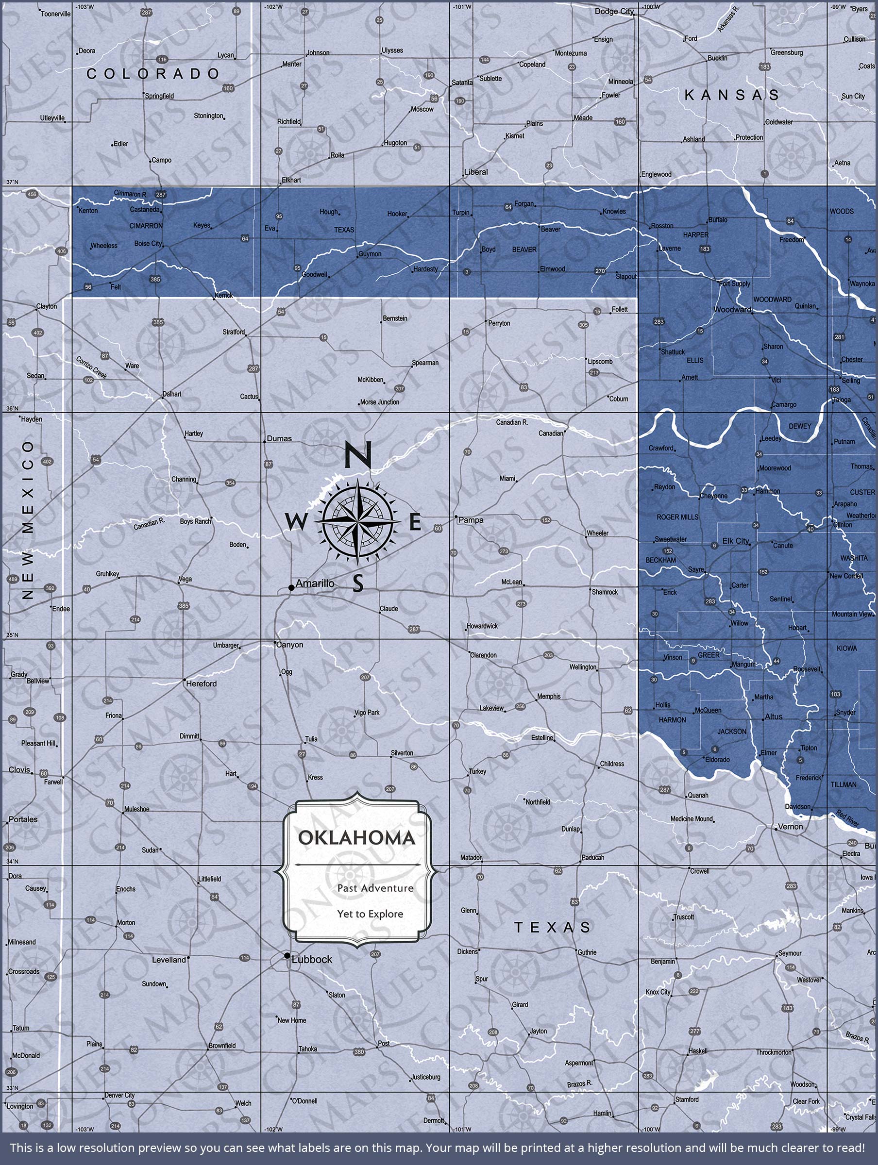 Push Pin Oklahoma Map (Pin Board) - Navy Color Splash CM Pin Board