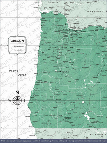 Push Pin Oregon Map (Pin Board) - Green Color Splash CM Pin Board