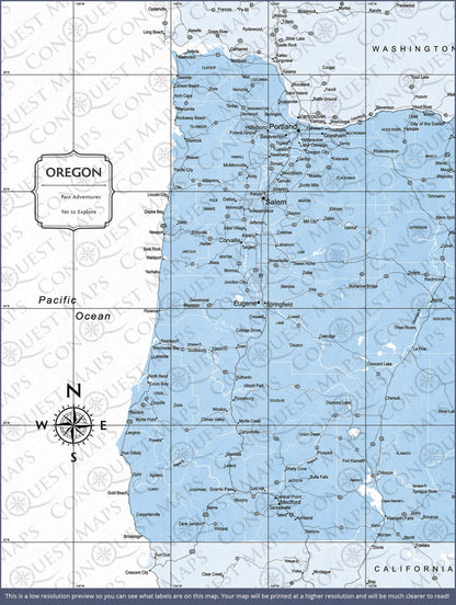 Push Pin Oregon Map (Pin Board) - Light Blue Color Splash CM Pin Board