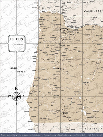 Push Pin Oregon Map (Pin Board) - Light Brown Color Splash CM Pin Board