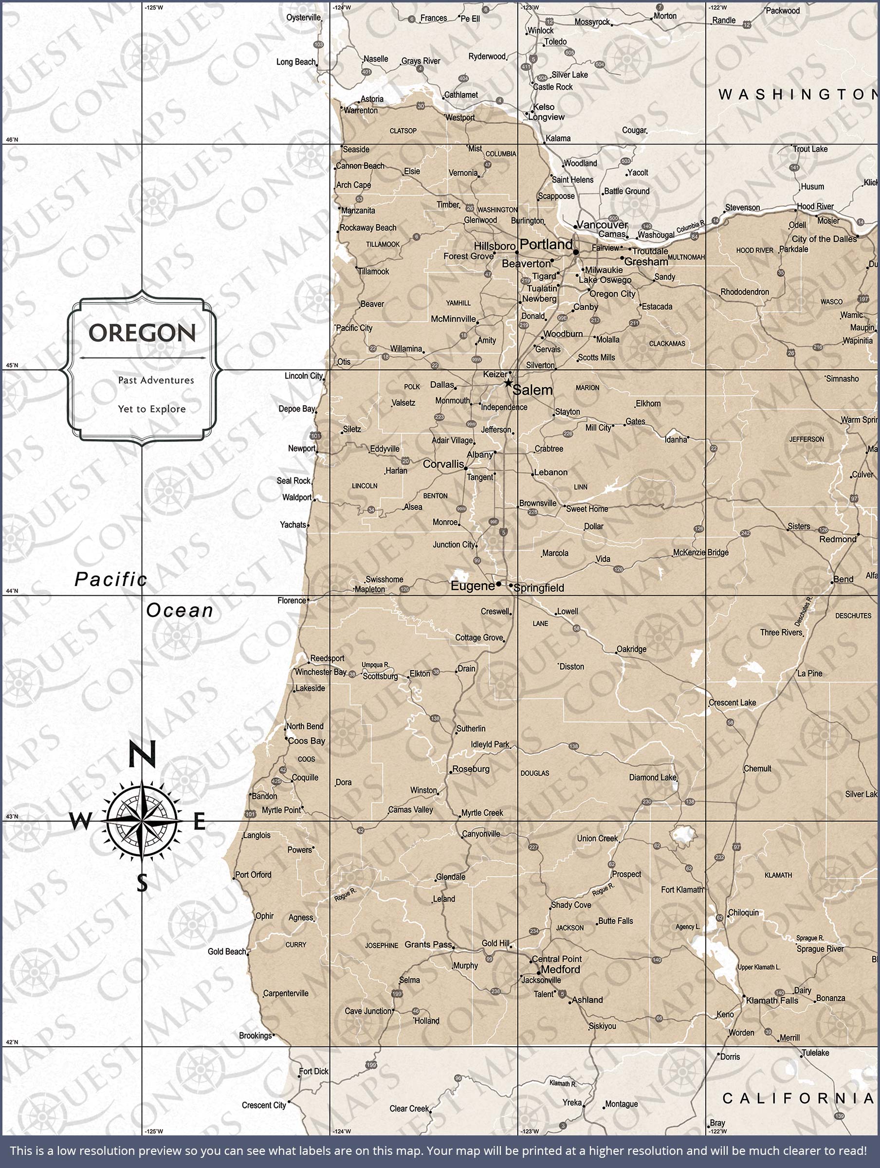 Oregon Map Poster - Light Brown Color Splash CM Poster