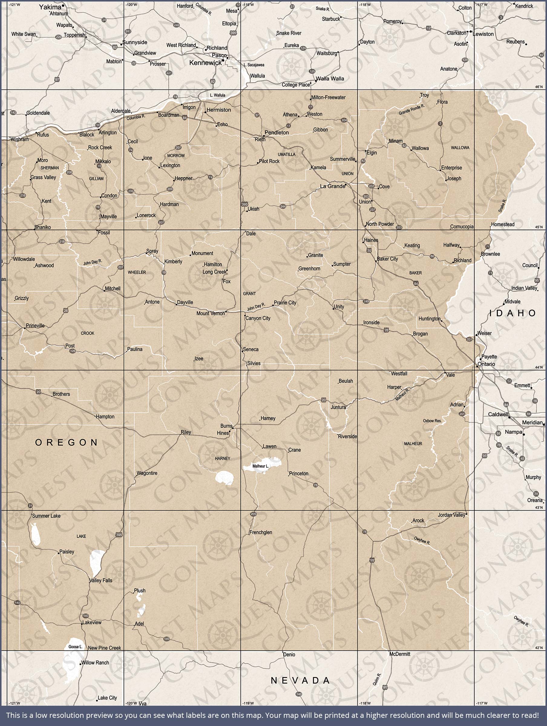 Oregon Map Poster - Light Brown Color Splash CM Poster